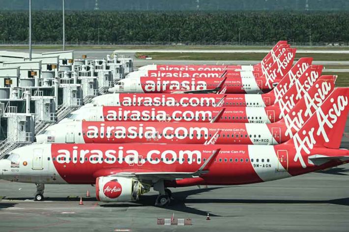 AirAsia planes parked at KLIA2 in Sepang