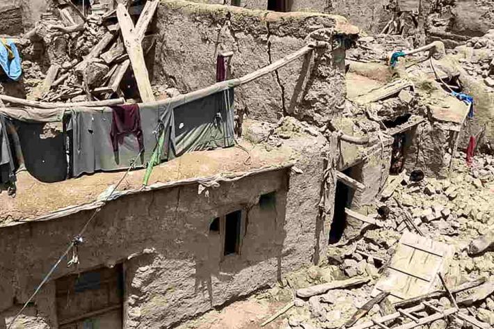 Damaged houses are pictured following an earthquake in Afghanistan