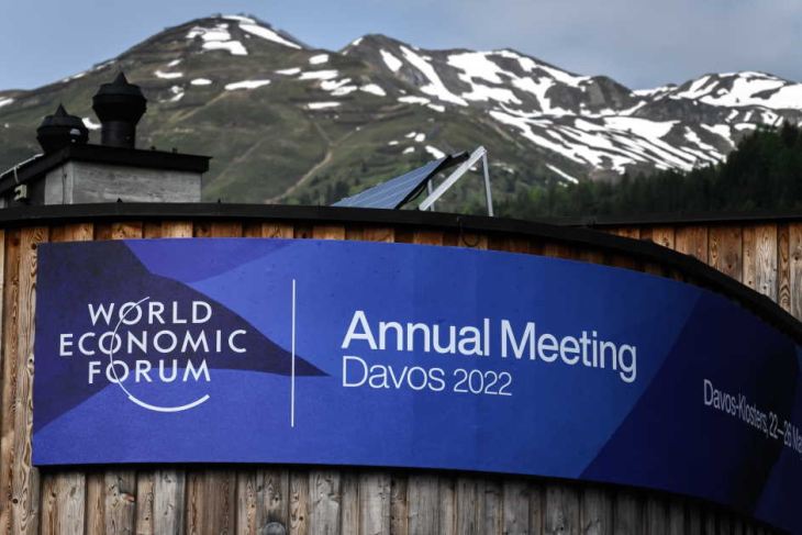 An event banner for the Davos Summit