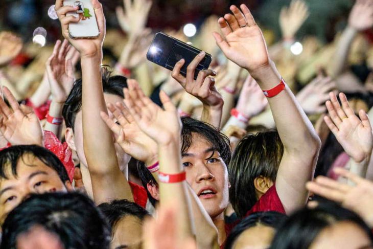 Fans at an outdoor concert in South Korea